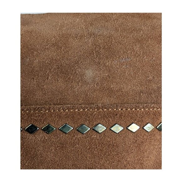 Steve Madden Tan Suede Studded Boho Western Cowgirl Fringed Shoulder Bag - Picture 12 of 12